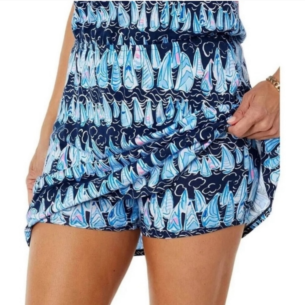 Lilly Pulitzer Navy and Light Blue Printed Mini Dress/Romper - Picture 5 of 11